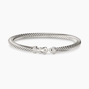 David Yurman Diamond Buckle Classic Cable Bracelet 5mm - Sterling Silver